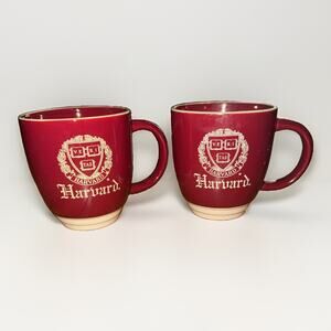 2x M Ware Harvard Coffee Mugs Burgundy